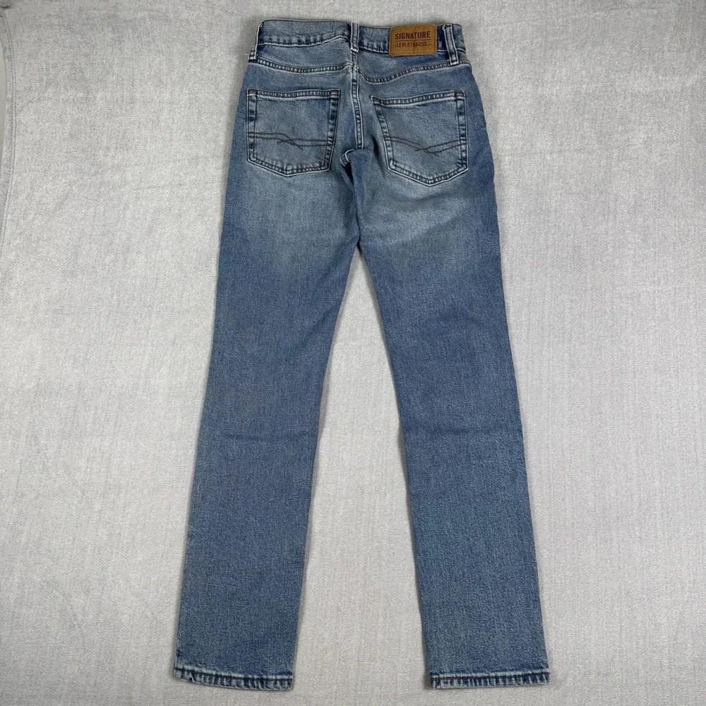 Signature Levi Strauss Slim Mid Rise Denim Jeans Mens 28x30 Blue Cotton Blend